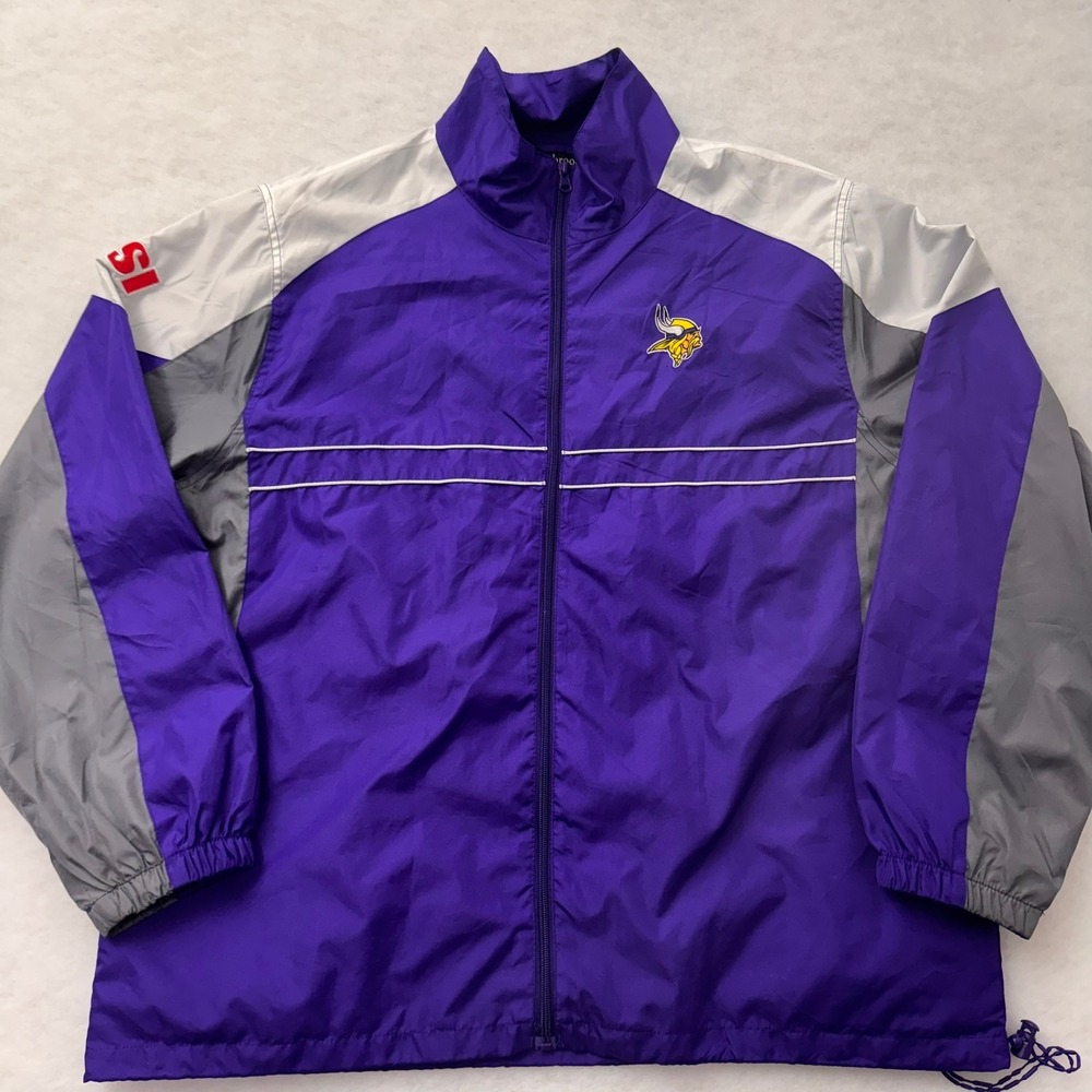 Vintage‎ Minnesota Vikings Jacket XL Dunbrooke NFL Purple Windbreaker Zip Up 90s